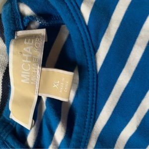 BLUE AND WHITE STRIPPED MICHEAL KORS KNEE LENGTH SUMMER DRESS